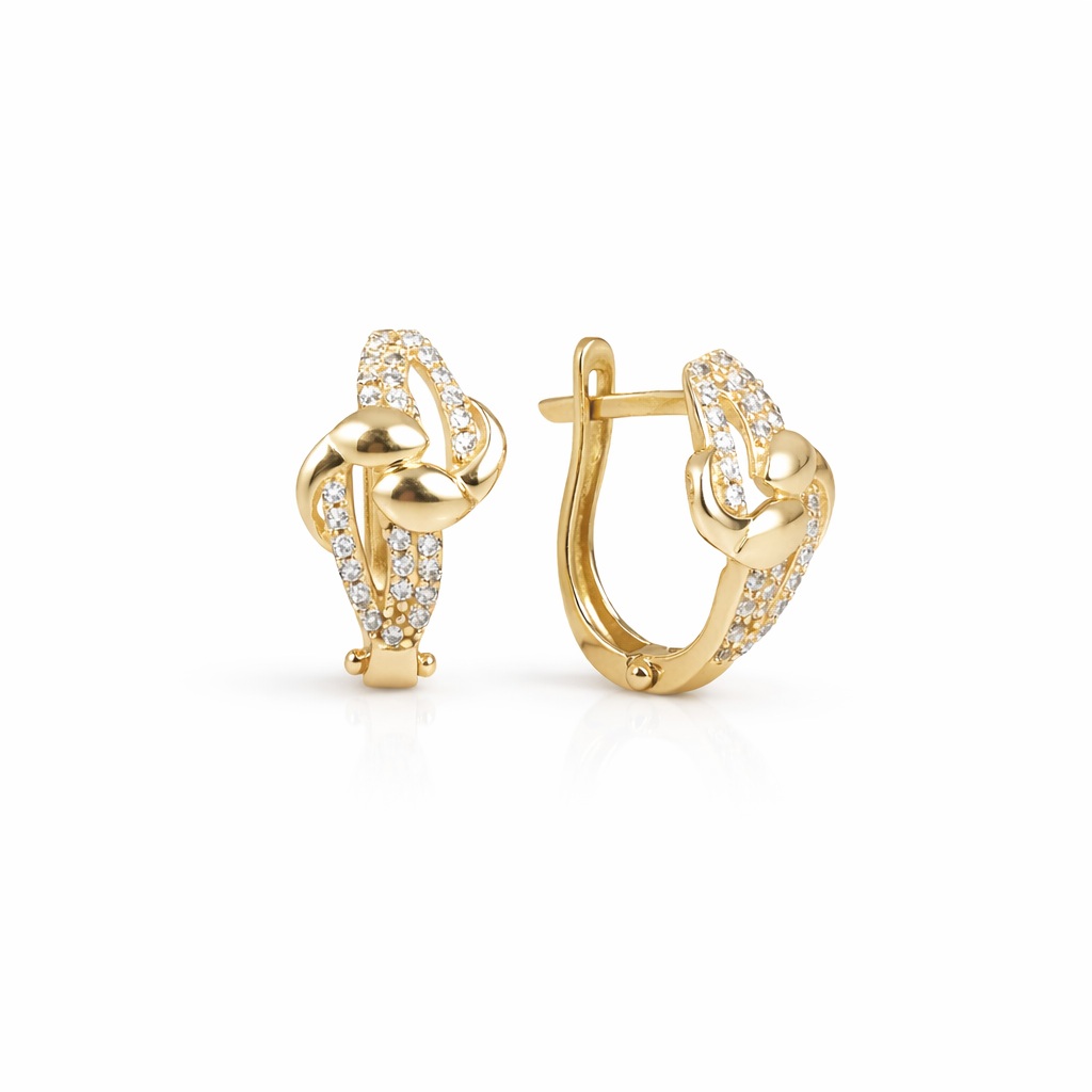 Cercei aur 14K model alungit cu pietre Zirconia Elongated Glow