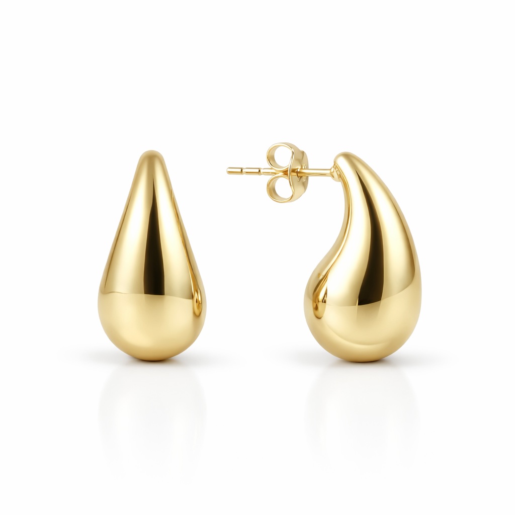 Cercei aur 14K model picatura cu finisaj lucios Pure Drop