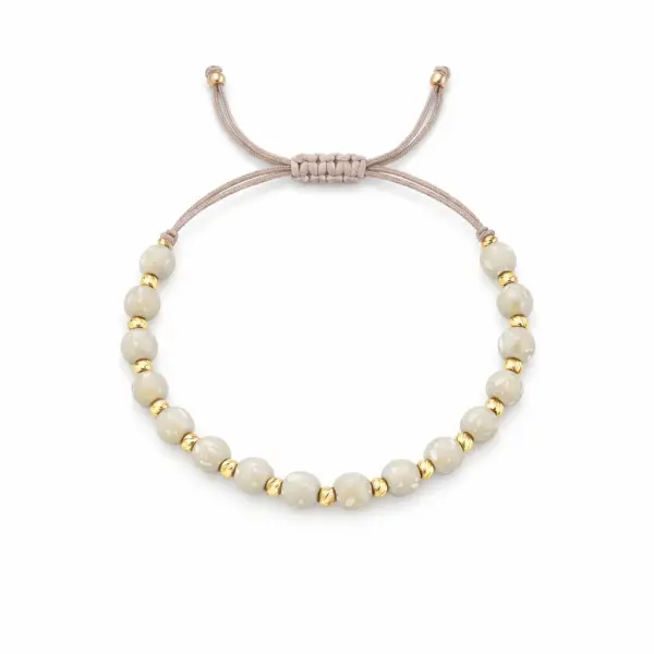 Bratara aur 14k cu snur gri, bile gri patate si bile din aur texturate Silver Mist Glow