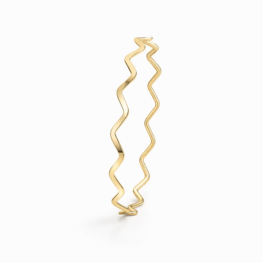 Bratara aur 14k fixa cu valuri texturate Golden Wave Sculpture