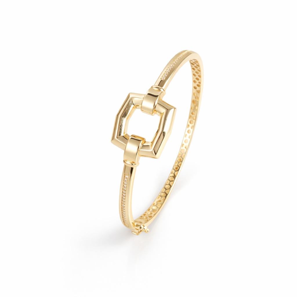 Bratara aur 14k fixa model catarama cu pietre Zirconia Buckle Glam