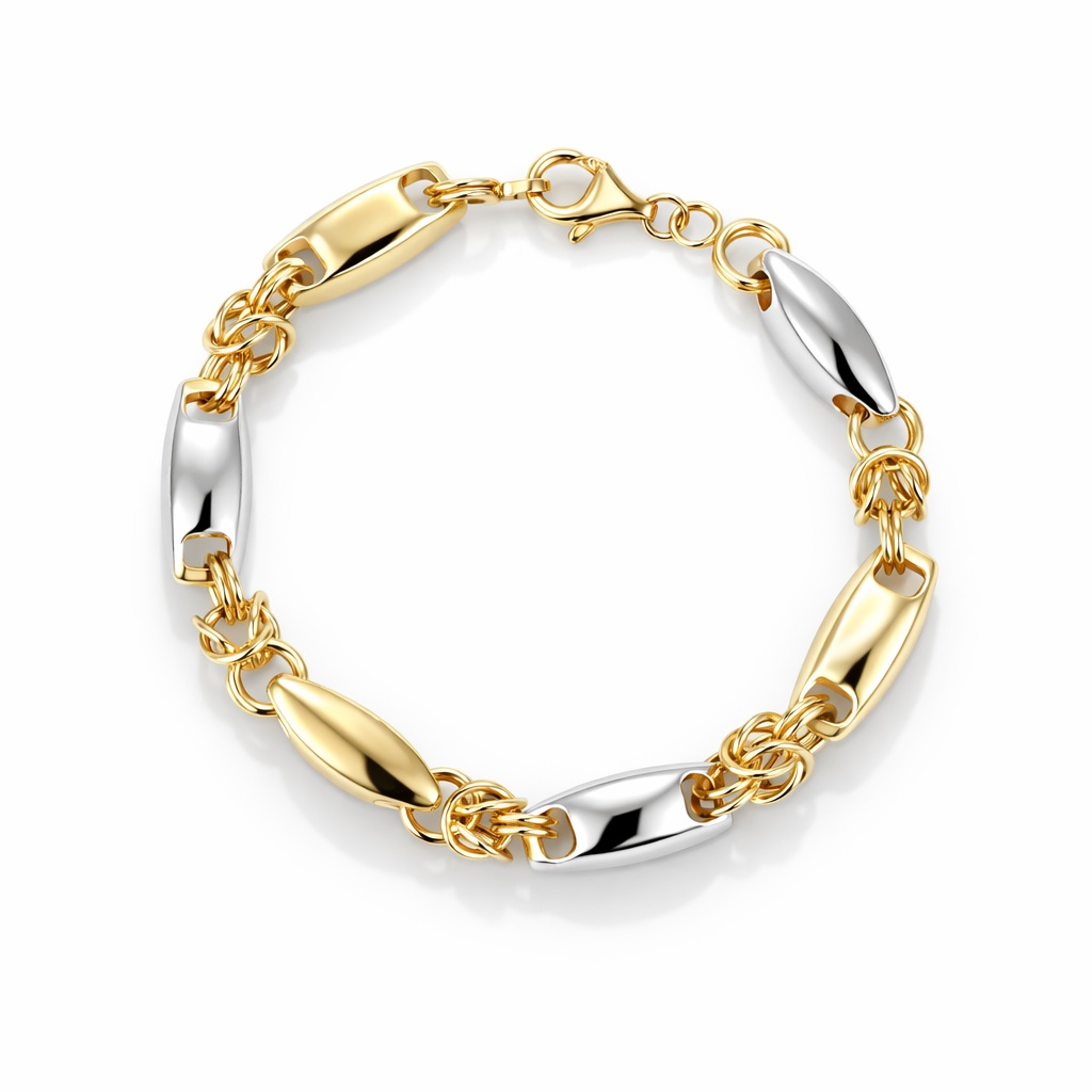 Bratara aur 14K cu zale groase si zale subtiri Contrast Link Prestige