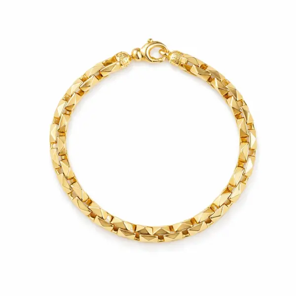 Bratara aur 14K cu zale groase iesite in relief Bold Geometry Chain