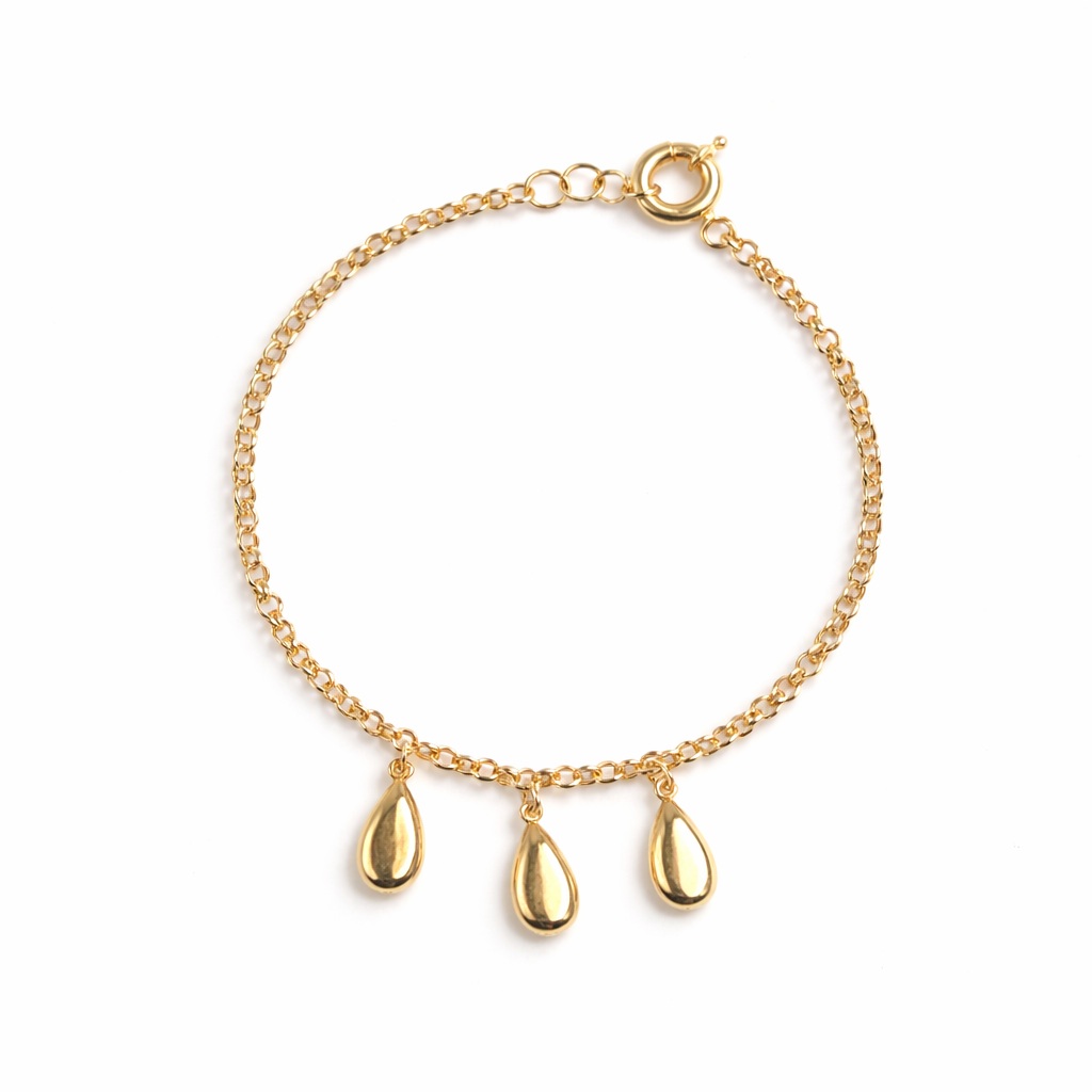 Bratara aur 14K cu 3 pandantive tip picatura Liquid Grace Trio