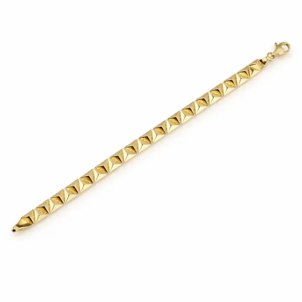 Bratara aur 14K cu zale triunghiulare reliefate Golden Pyramid Glow