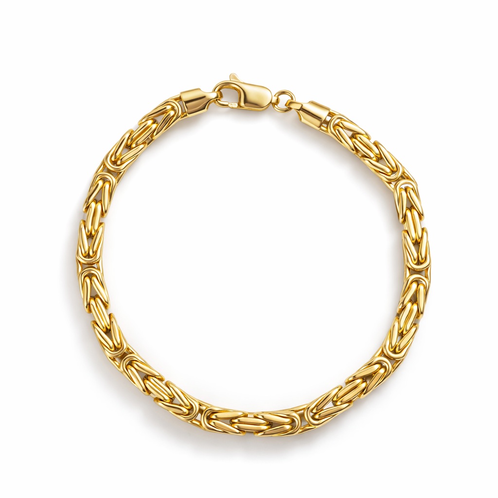 Bratara aur 14K cu zale duble Royal Link Signature