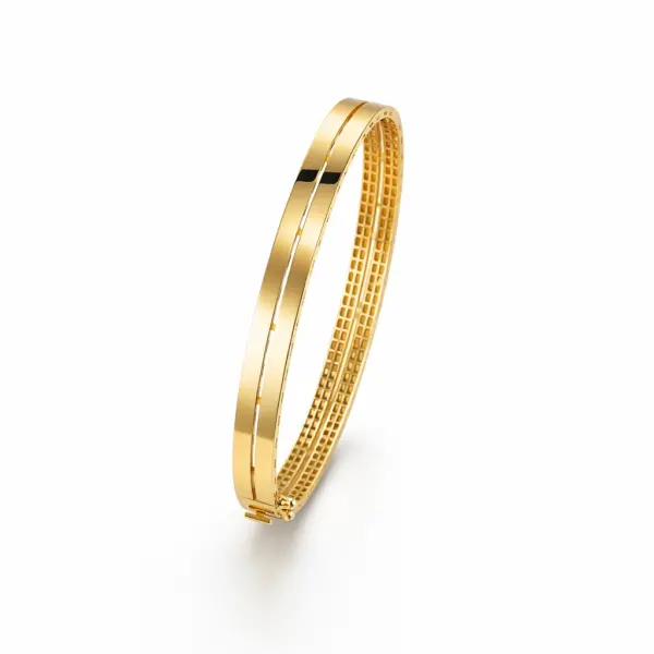Bratara aur 14k fixa cu dunga dubla din aur galben Dual Line Signature
