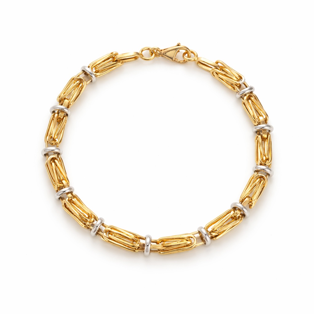 Bratara aur 14K cu zale duble si inele Dual Link Harmony