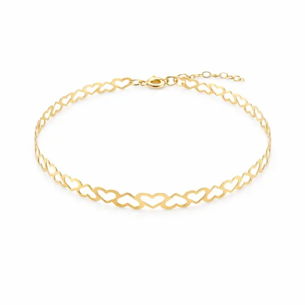 Bratara aur 14k fixa perforata model inimi Golden Hearts Lace
