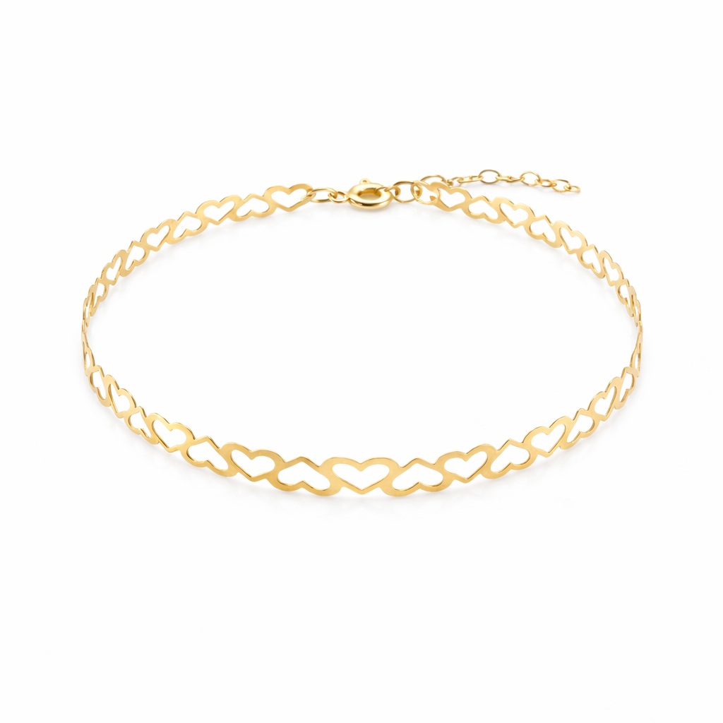 Bratara aur 14k fixa perforata model inimi Golden Hearts Lace
