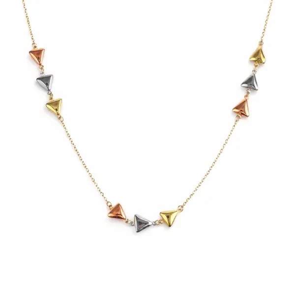Colier aur 14k cu pandantive triunghi TriColor Edge