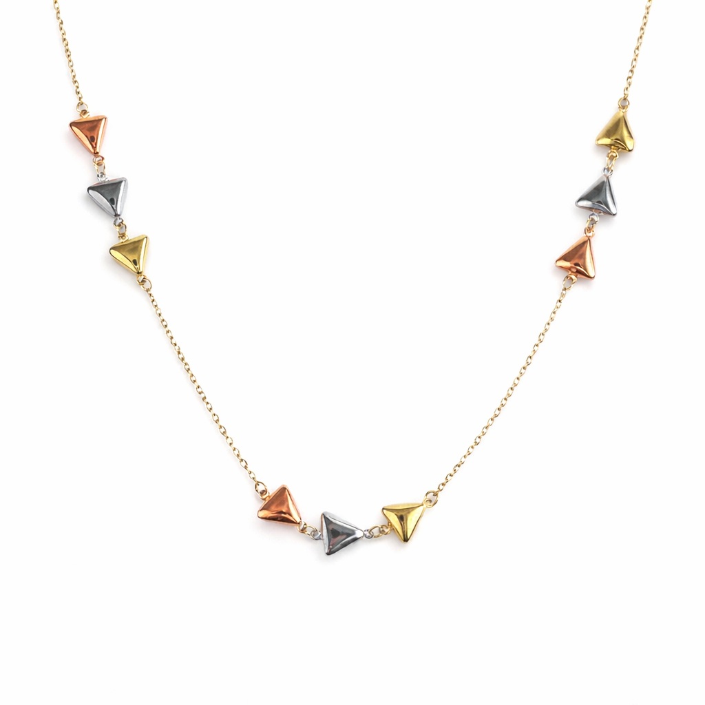 Colier aur 14k cu pandantive triunghi TriColor Edge