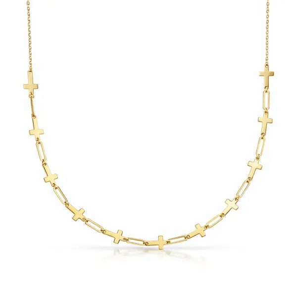Colier aur 14k cu pandantive cruce si dreptunghiuri Sacred Geometry