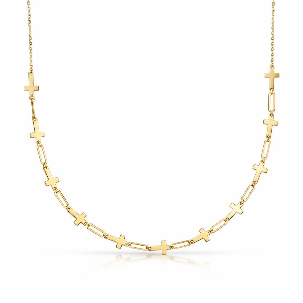 Colier aur 14k cu pandantive cruce si dreptunghiuri Sacred Geometry