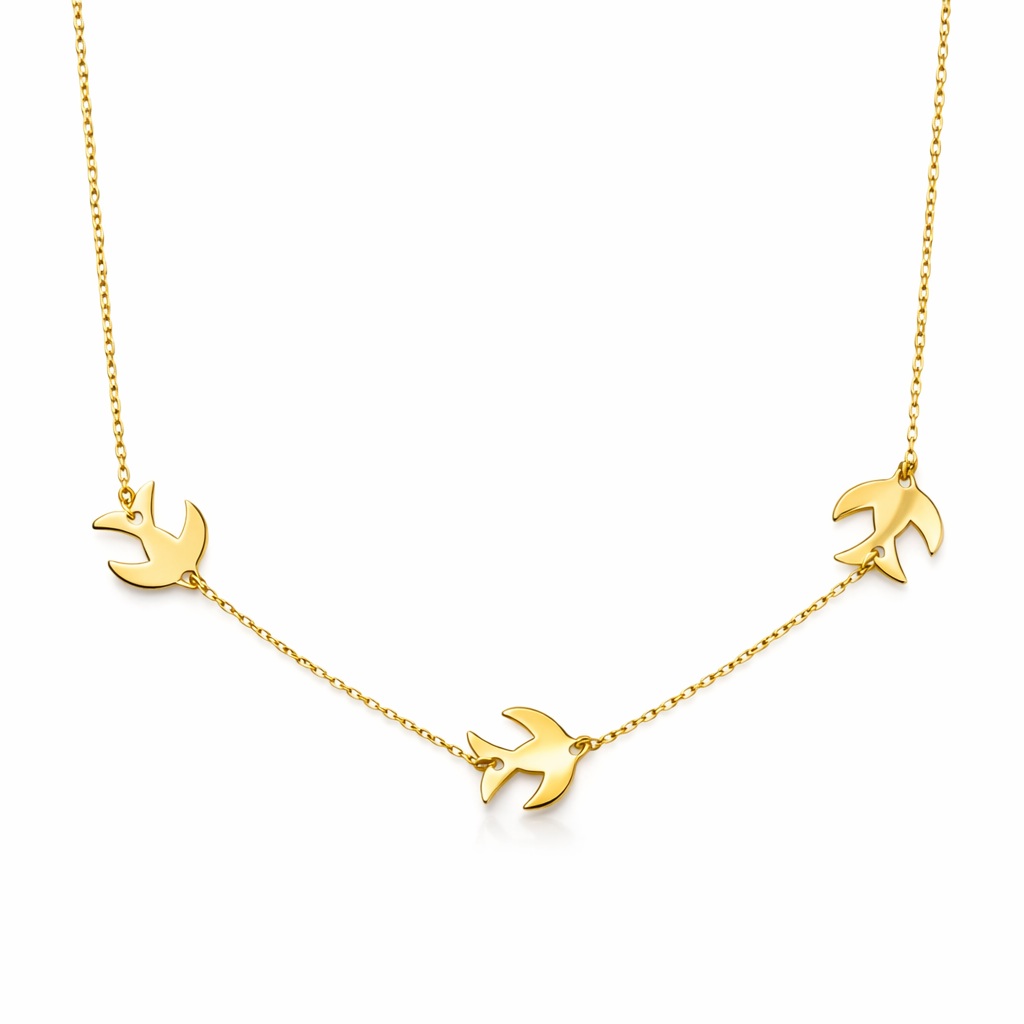 Colier aur 14k cu pandantive in forma de pasari Golden Bird