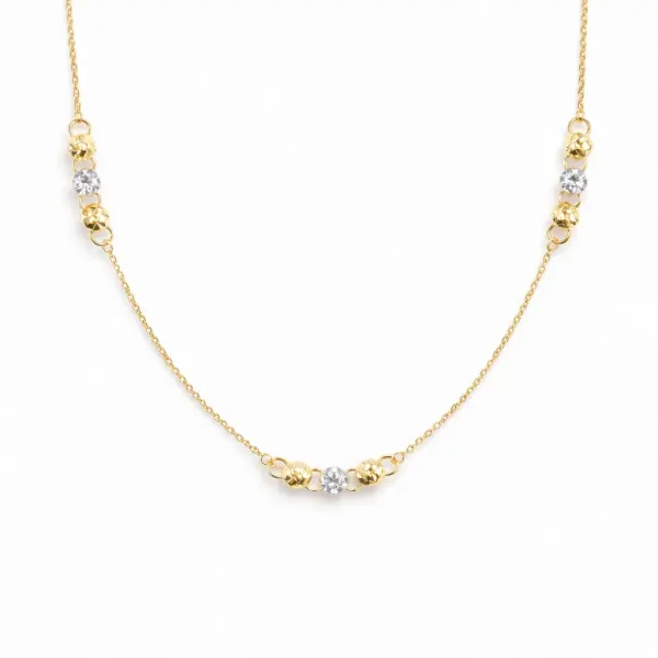 Colier aur 14k cu pandantive rotunde texturate Dual Glow