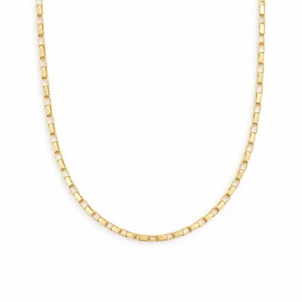 Lant aur 14k cu zale ovale drepte si design geometric Oval Link Signature
