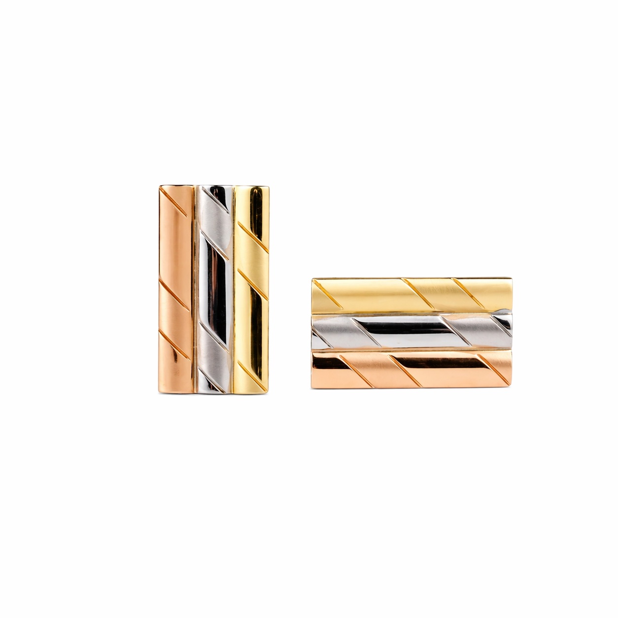 Butoni aur 14K tricolori texturati Tri Gold Signature