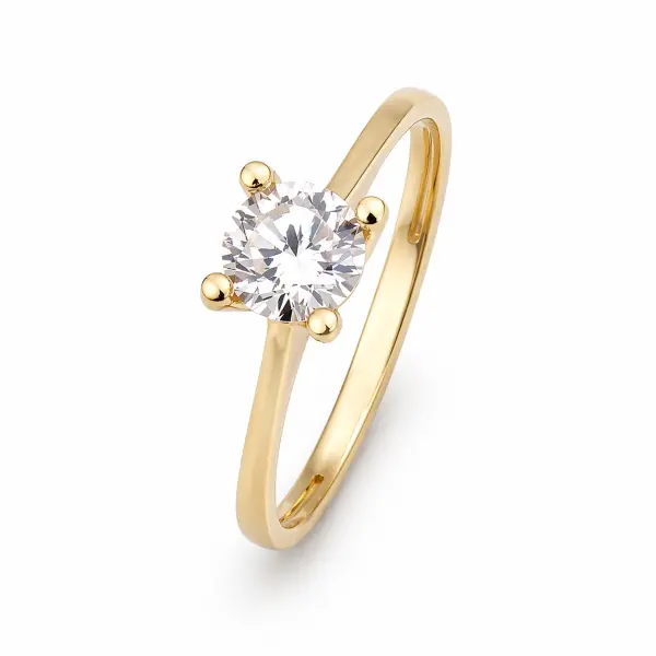 Inel aur 14K cu piatra Zirconia centrala si montura delicata Crystal Grace