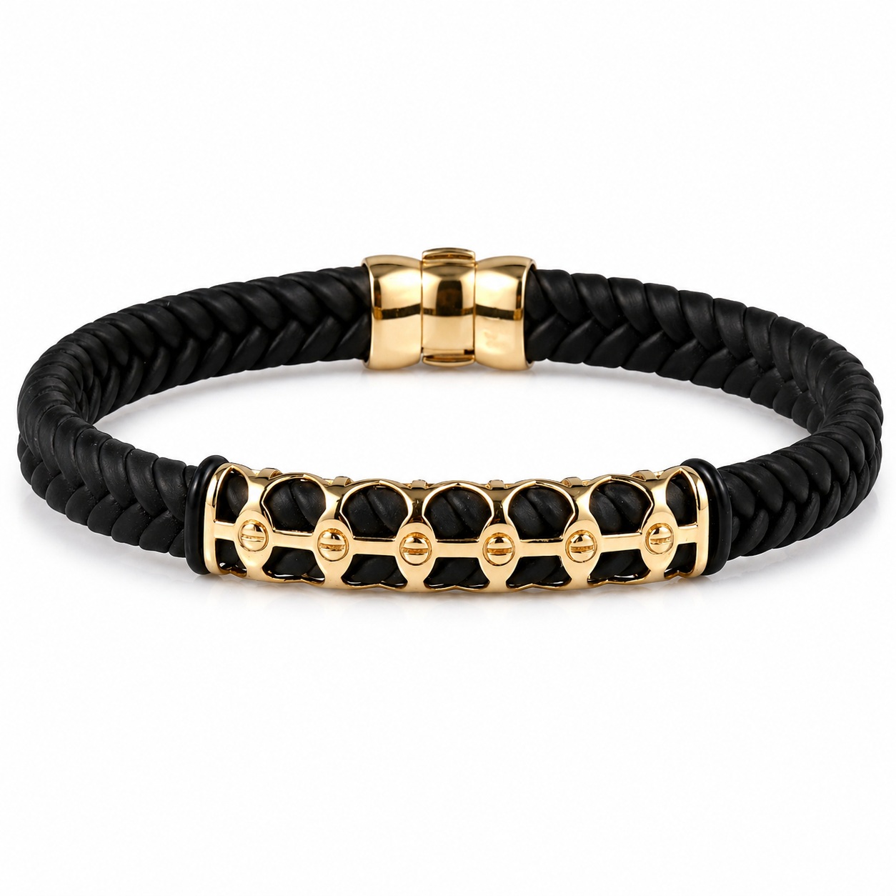 Bratara aur 14K cu silicon negru Black Prestige