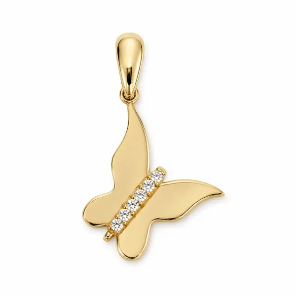 Pandantiv aur 14K fluture cu pietre Zirconia Butterfly Grace