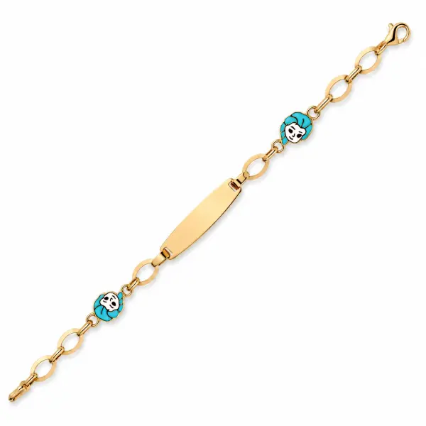 Bratara aur 14K cu placuta si fetita cu par albastru Blue Little Story