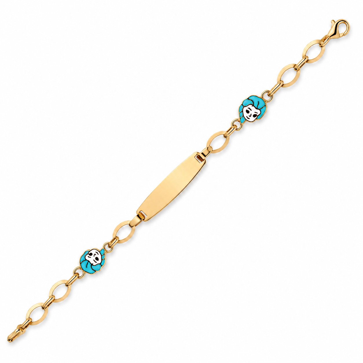 Bratara aur 14K cu placuta si fetita cu par albastru Blue Little Story