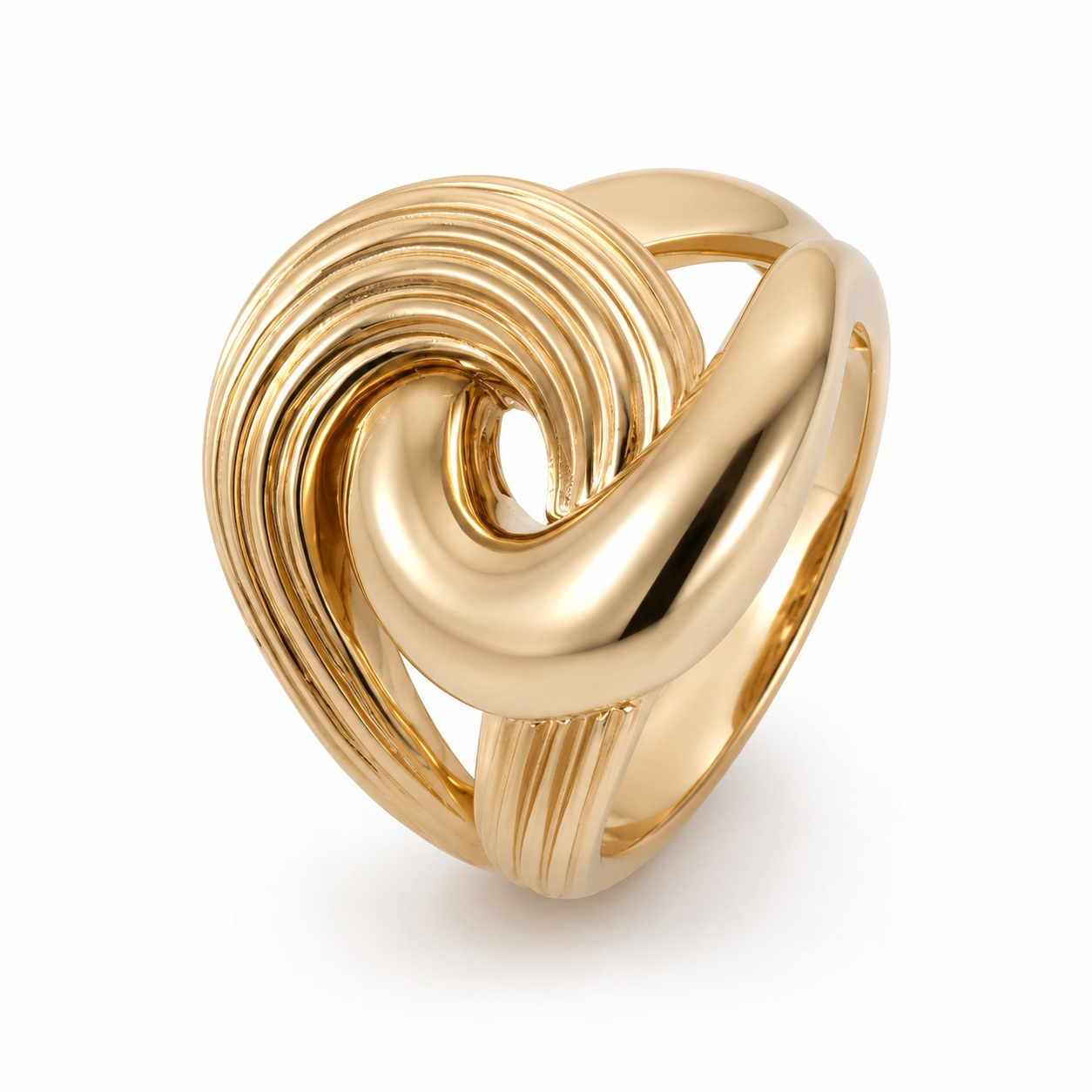 Inel aur 14K cu nod fin texturat Silken Knot
