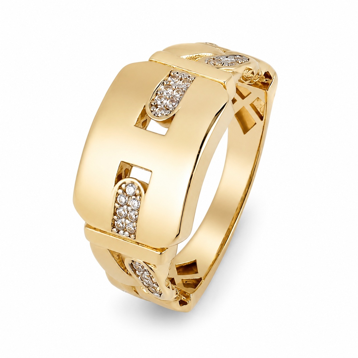 Inel aur 14K cu zale si pietre Zirconia Linked Radiance