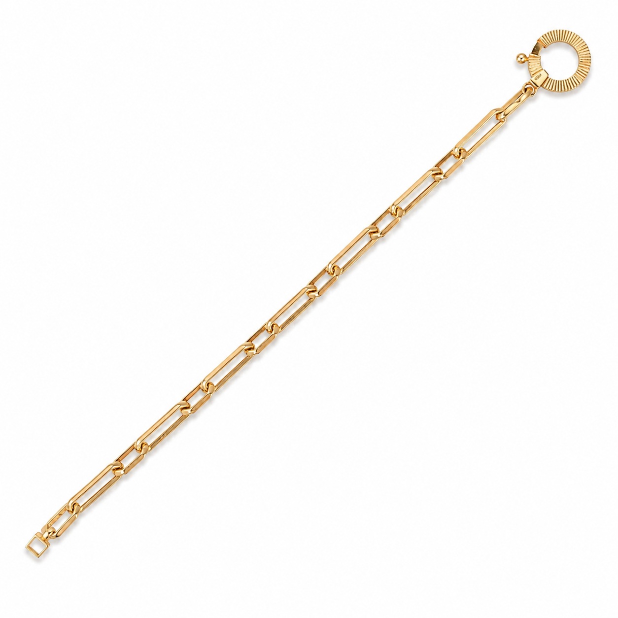 Bratara aur 14K cu zale dreptunghiulare mici si mari Edge Link Elegance