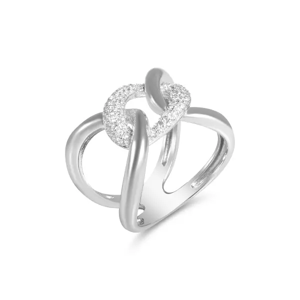 Inel argint cu pietre Zirconia Crystal Halo Twist