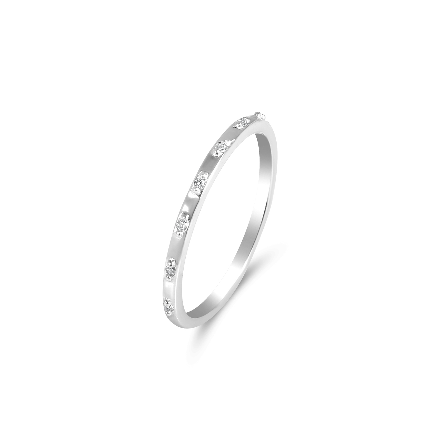 Inel argint subtire cu pietre Zirconia Slim Crystal Line