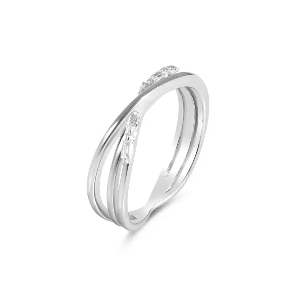 Inel argint cu pietre Zirconia Twisted Radiance