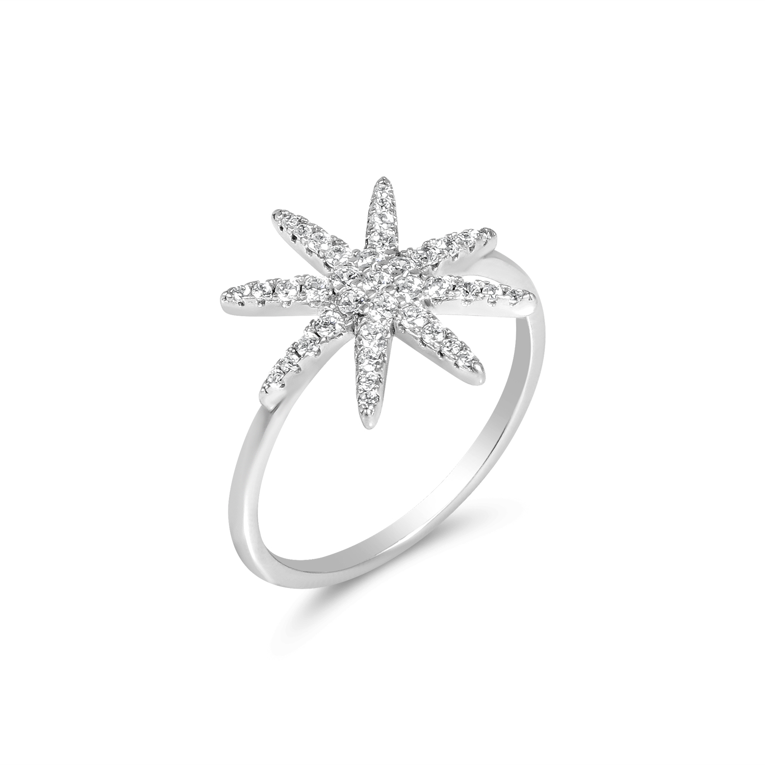 Inel argint cu stea si pietre Zirconia Starry Crystal Ring