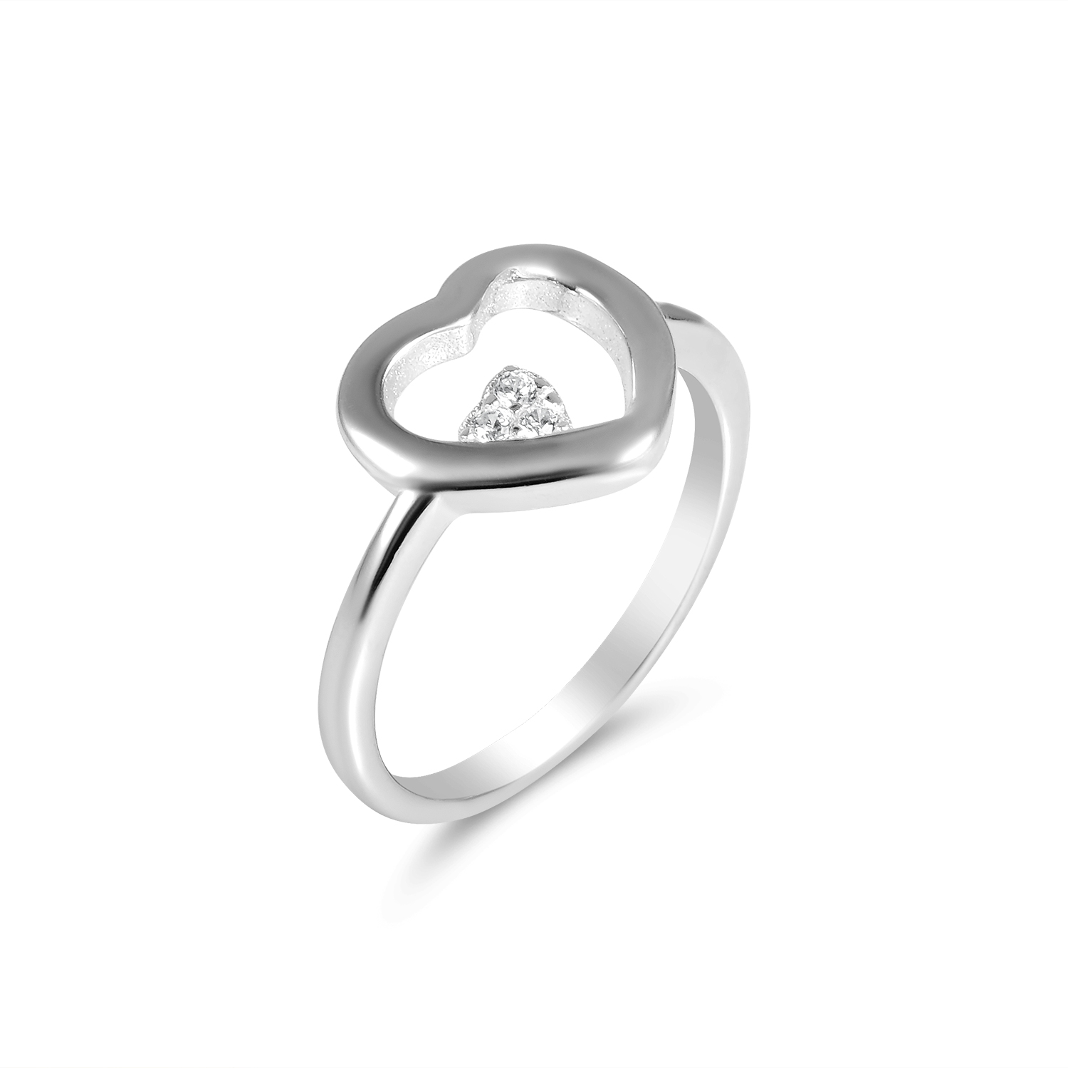 Inel argint cu inima si piatra Zirconia Heart Crystal Touch