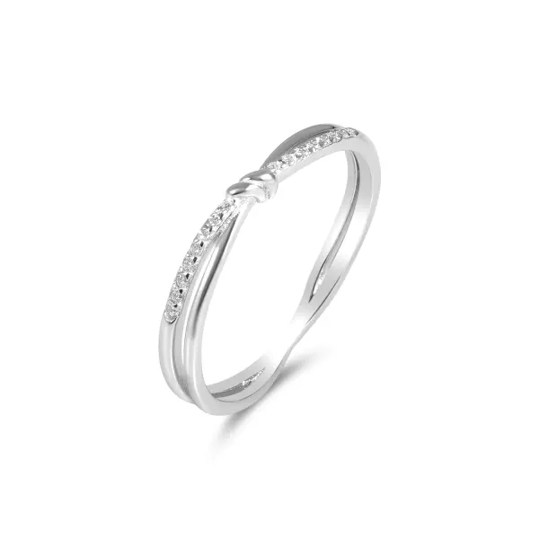 Inel argint cu model impletit si pietre Zirconia Twisted Glow