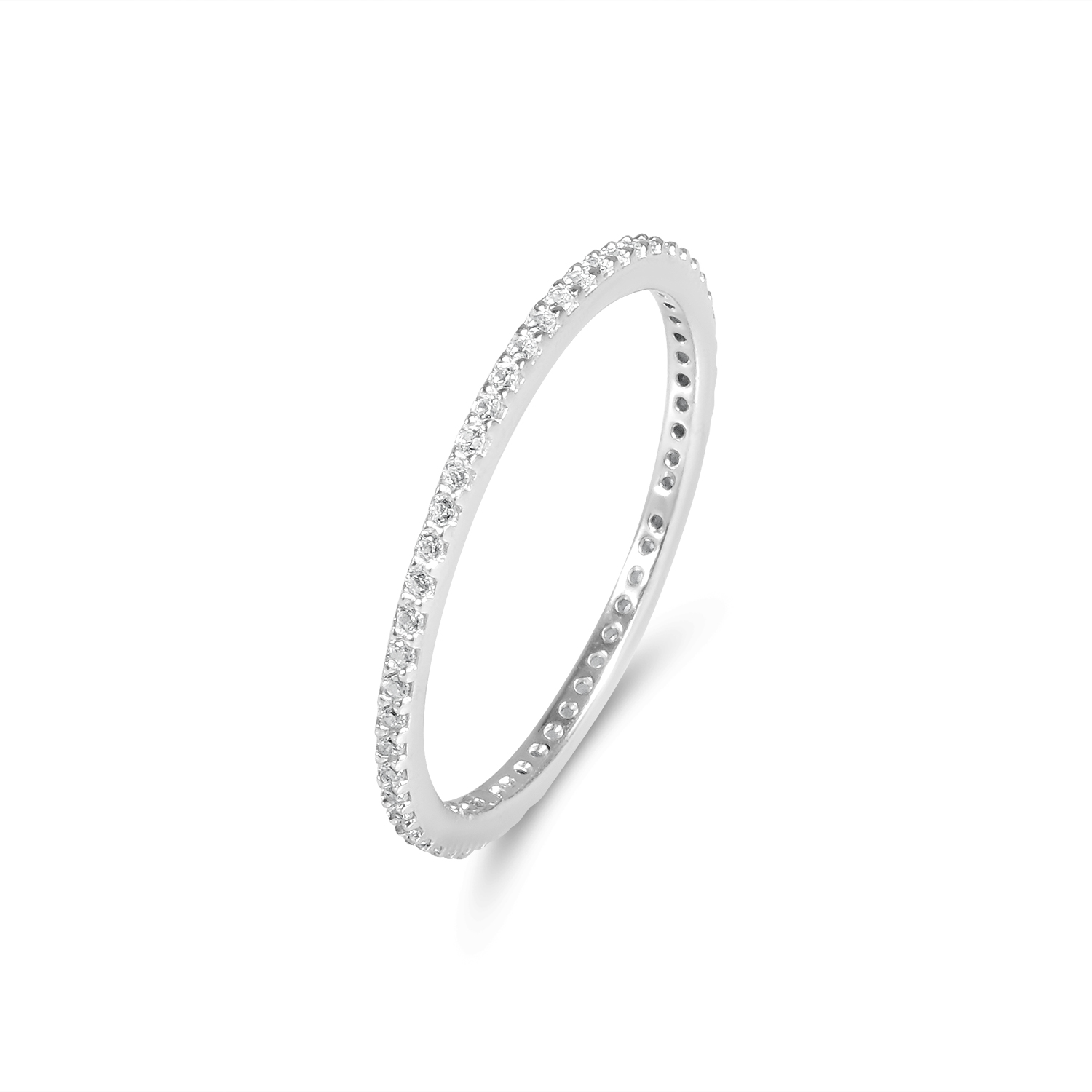 Inel argint subtire cu pietre zirconia Full Spark Band