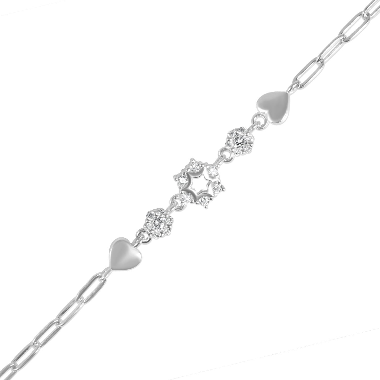 Bratara argint cu stea, inimioare si pietre zirconia Starry Heart Glow