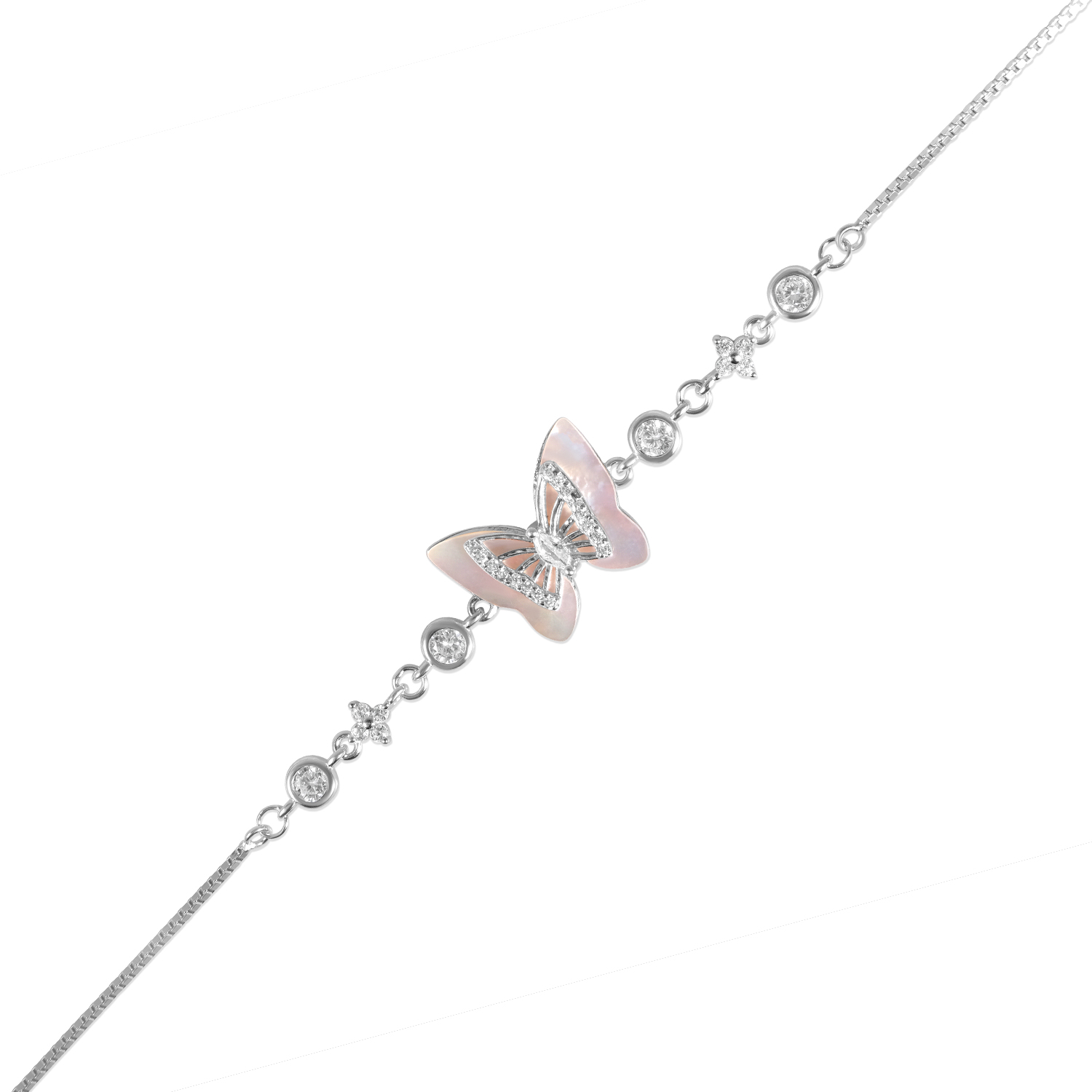 Bratara argint cu fluture si pietre zirconia Whispering Butterfly Shine