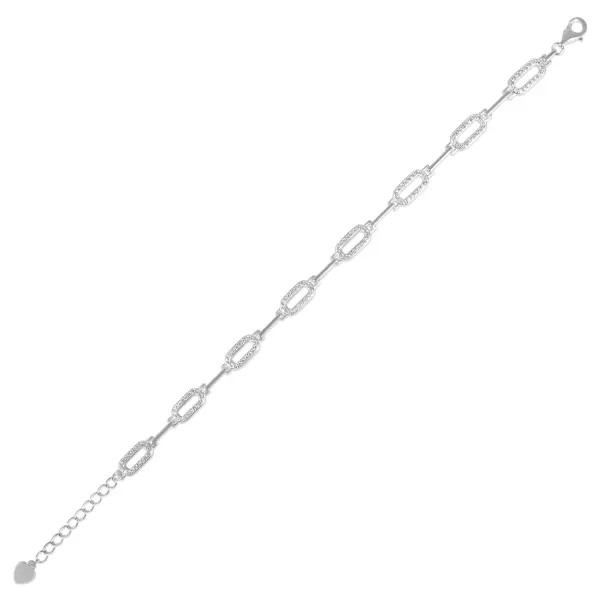 Bratara argint cu ovaluri pavate si pietre zirconia Silver Oval Radiance