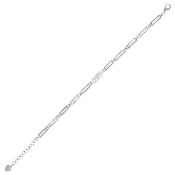 Bratara argint cu segmente pavate si pietre zirconia Silver Linear Shine