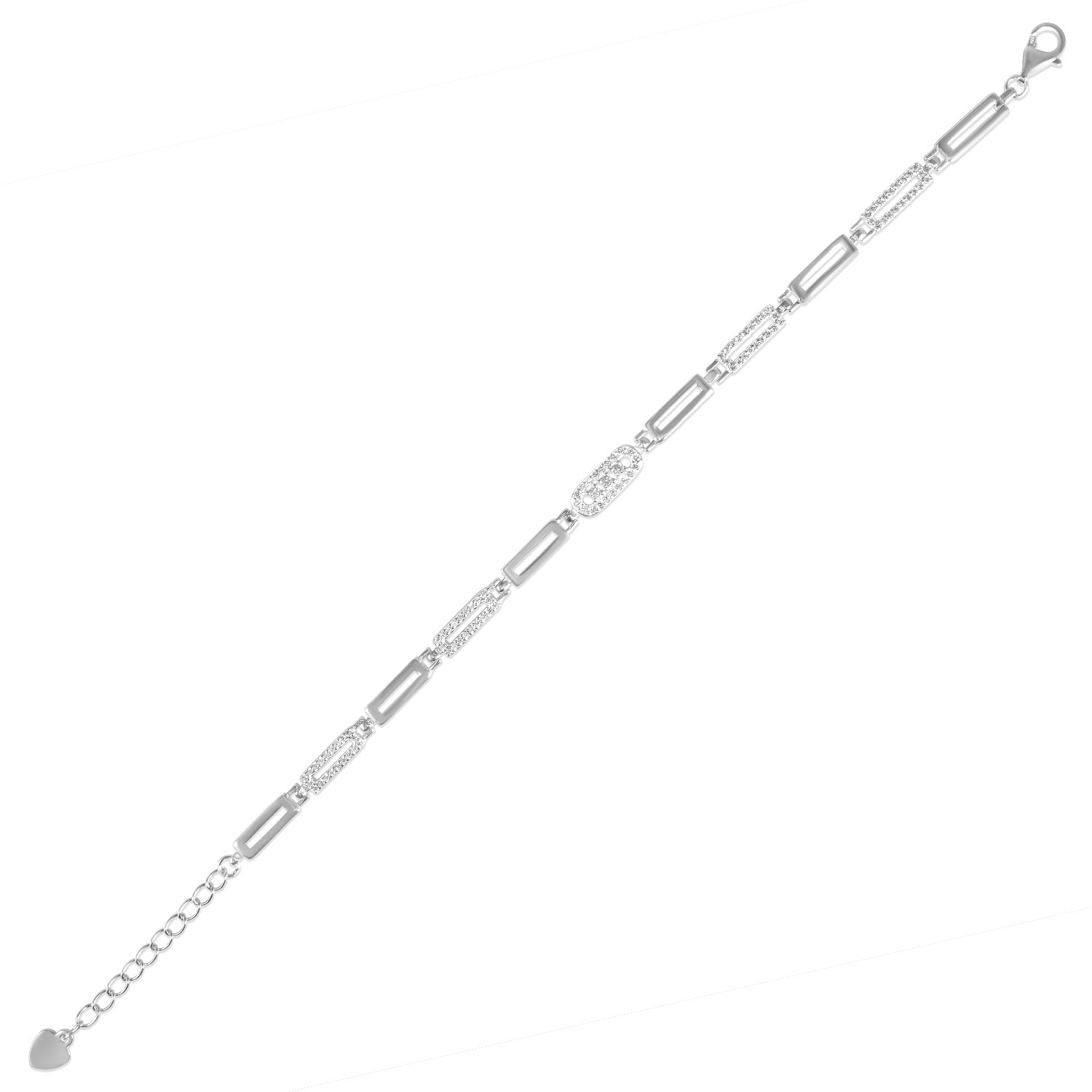 Bratara argint cu segmente pavate si pietre zirconia Silver Linear Shine