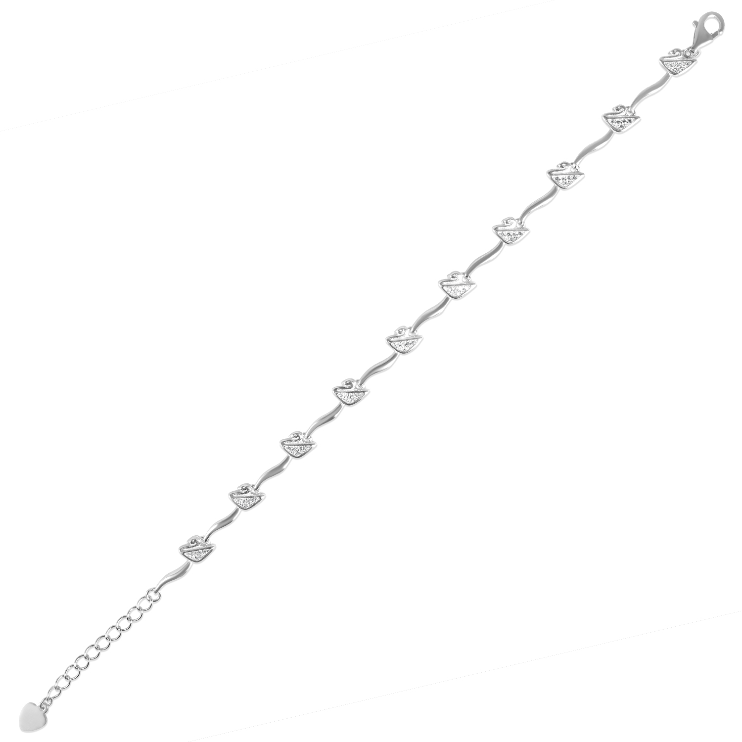 Bratara argint cu lebede si pietre Zirconia Silver Swan Grace
