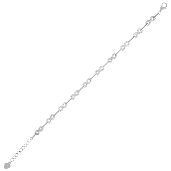Bratara argint cu elemente liniare si semne infinit pavate cu zirconia Infinite Line Glow