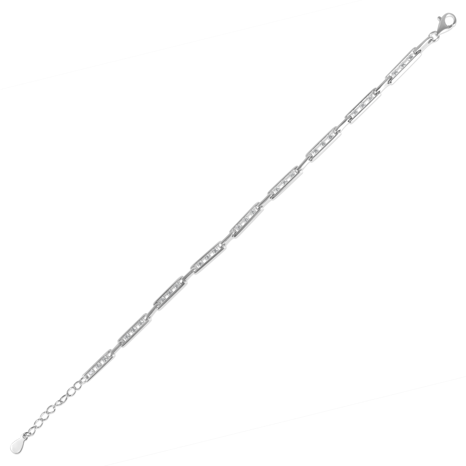 Bratara argint cu segmente alungite si 3 pietre zirconia Triple Glow Lines