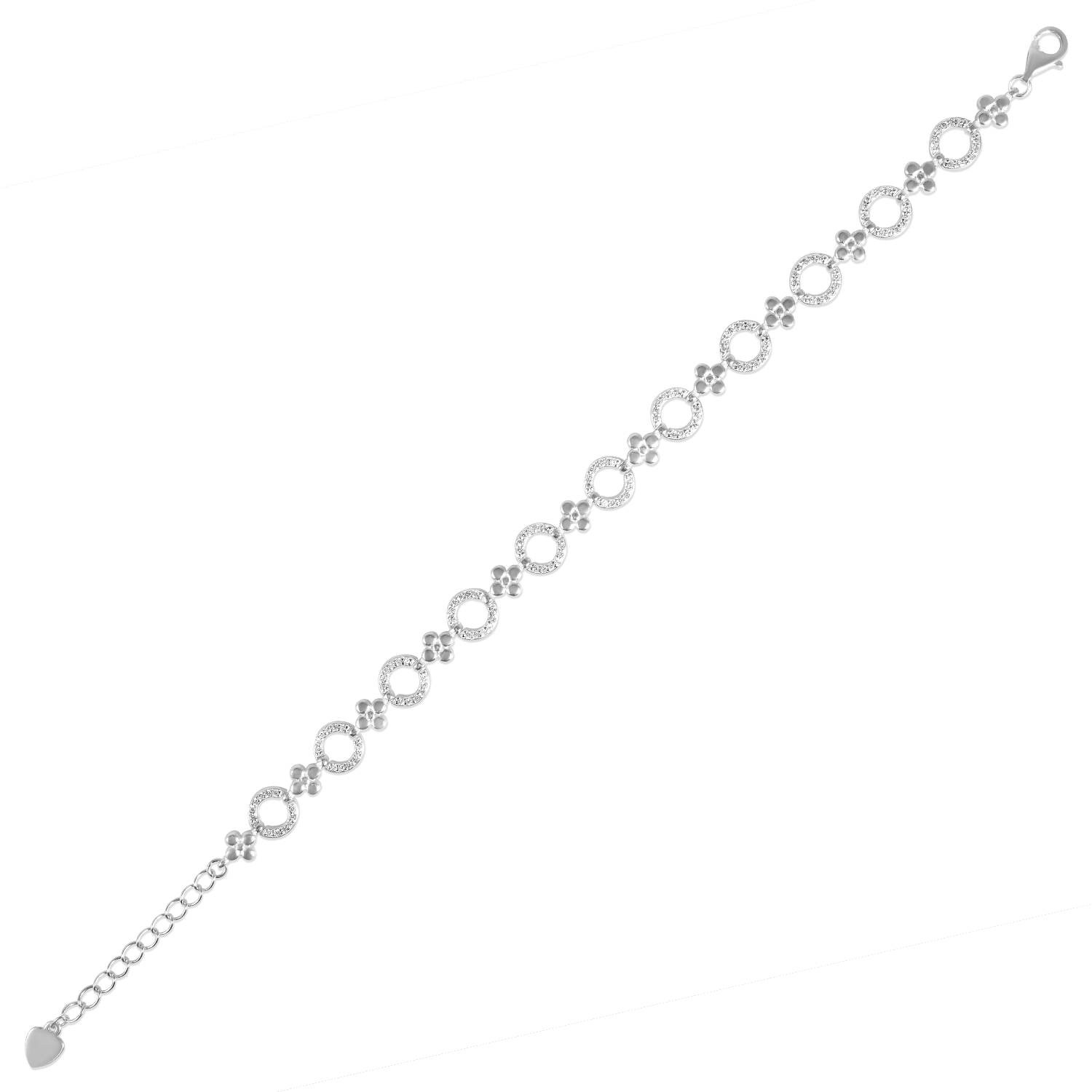 Bratara argint cu cercuri si flori si pietre Zirconia Silver Bloom Circle