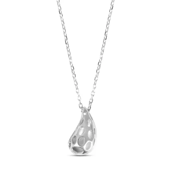 Colier de argint cu lacrima perforata Silver Teardrop Essence