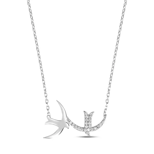 Colier de argint cu pasari si pietre Zirconia Silver Flight