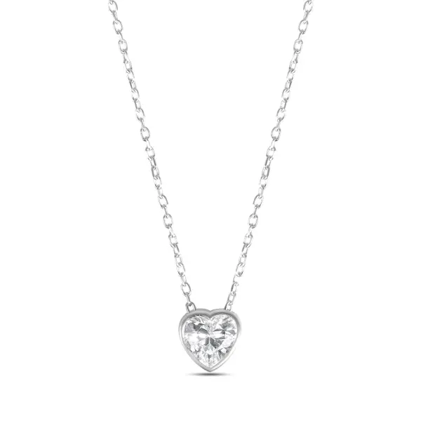 Colier de argint cu piatra Zirconia in forma de inima Crystal Heart Glow