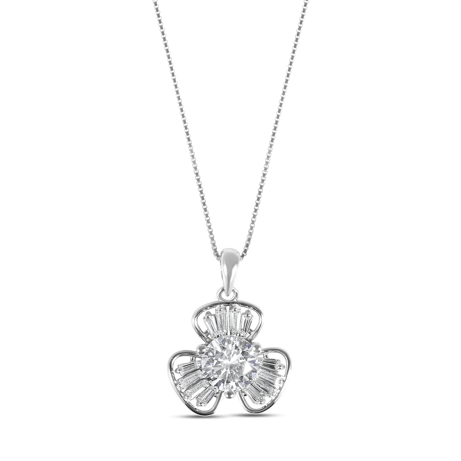 Colier de argint cu pandantiv si pietre zirconia Crystal Bloom Charm